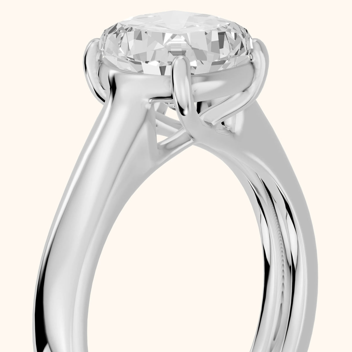 Heather Solitaire Cathedral Cushion Diamond Engagement Ring in Silver - slant-view.webp