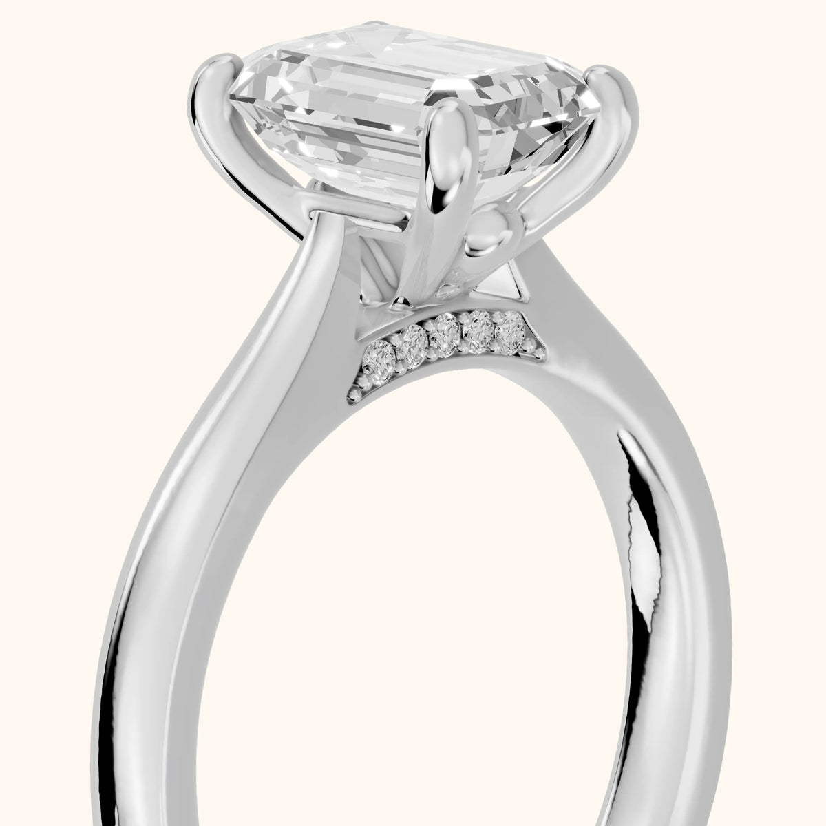 Sofia Cathedral Emerald Diamond Engagement Ring in White Gold - slant-view.webp