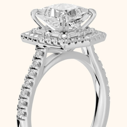 Janelle Double Halo Pavé Princess Diamond Engagement Ring in Platinum - slant-view.webp