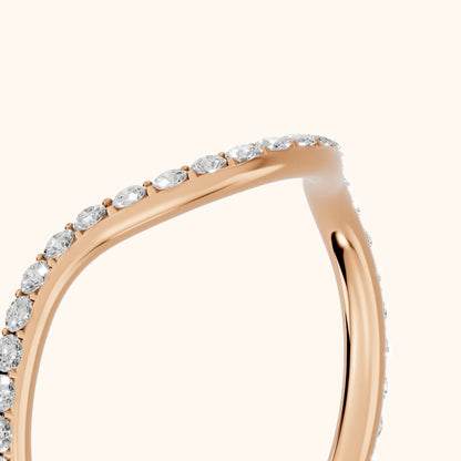 Juliette Contour Round Diamond Stackable Ring in Rose Gold - slant-view