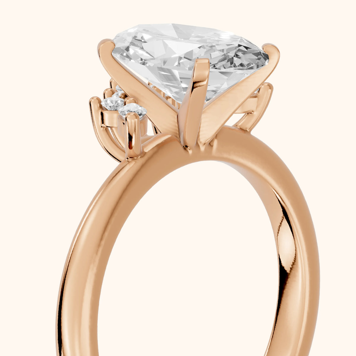 Fiorella Leaf Cluster Oval Diamond Engagement Ring in Rose Gold - slant-view.webp