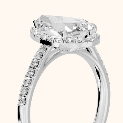 Alma Halo Pavé Pear Diamond Ring in White Gold - slant-view.webp