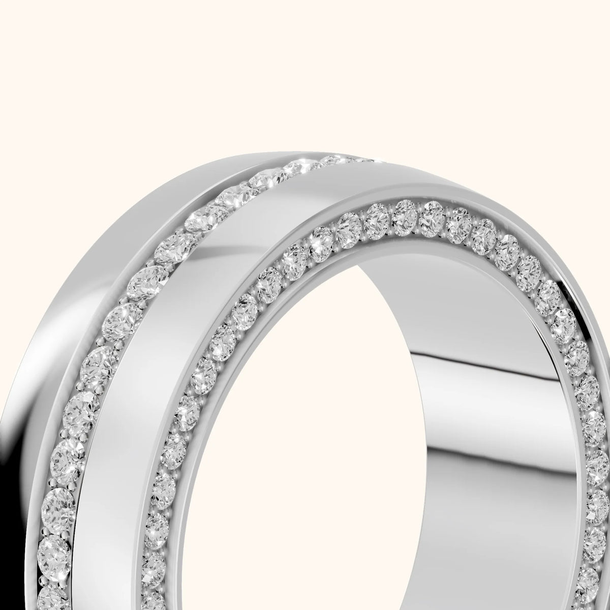 Kassia Micropavé Round Diamond Eternity Band in Platinum - slant-view