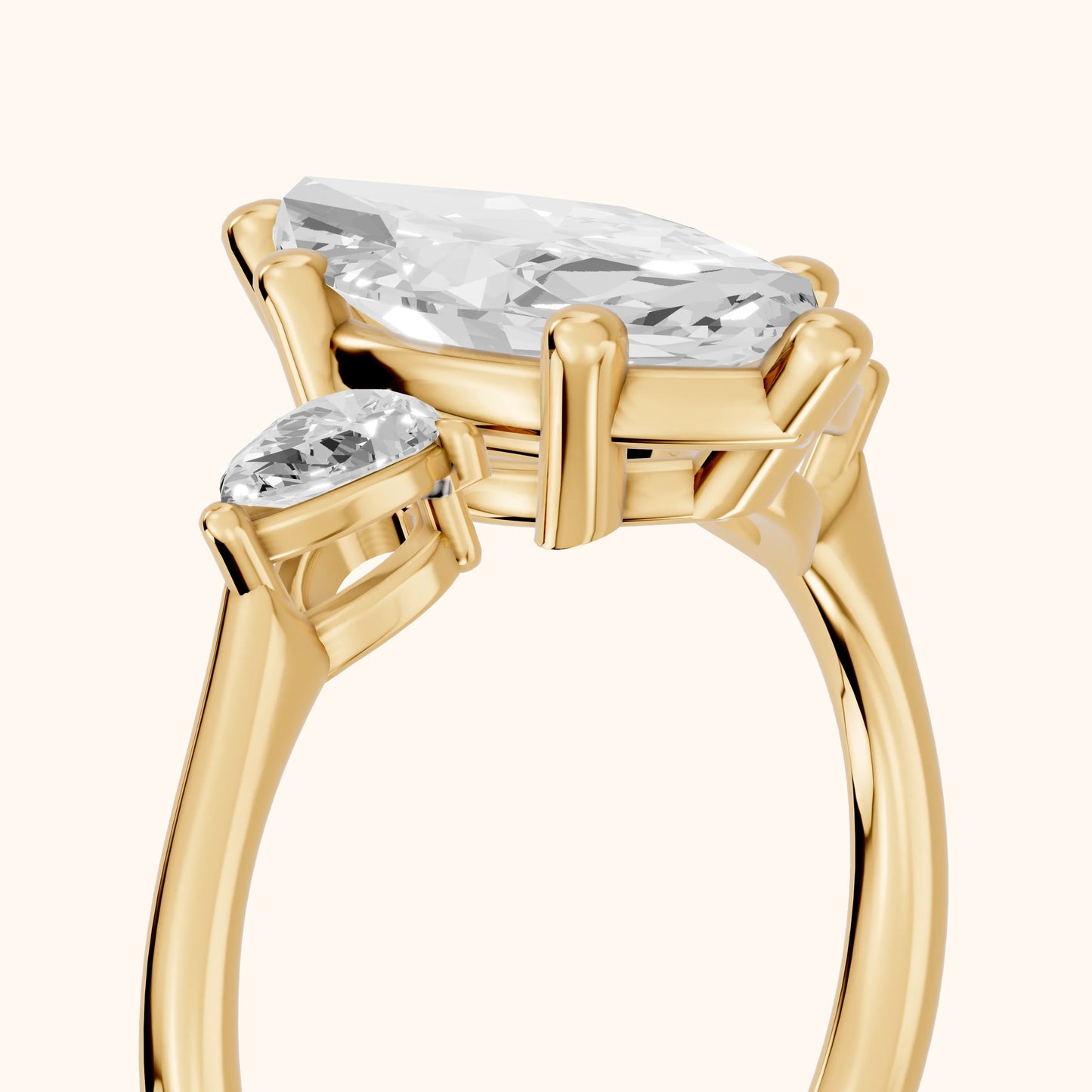 Faye Three-Stone Trellis Marquise Diamond Ring in Yellow Gold - slant-view.webp
