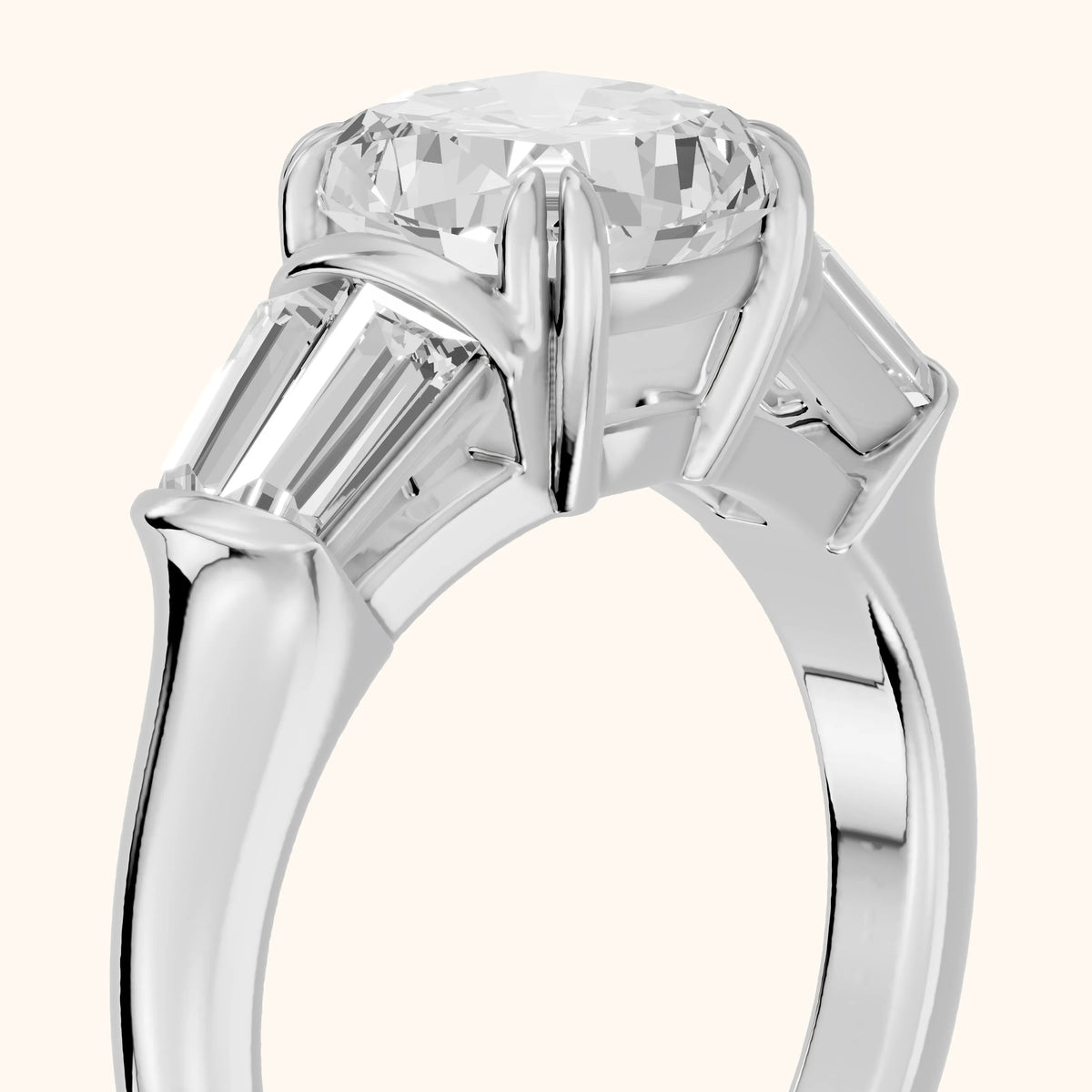 Ilsa Deco Baguette Cushion Diamond Engagement Ring in Platinum - slant-view.webp