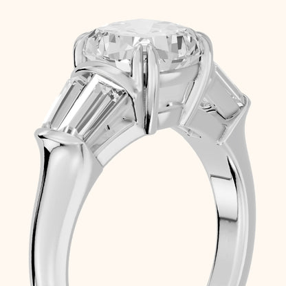Ilsa Deco Baguette Cushion Diamond Engagement Ring in Platinum - slant-view.webp