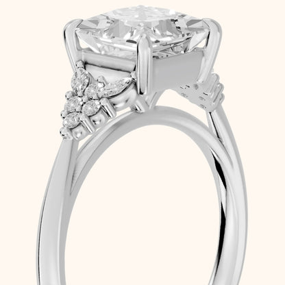 Fern Knife Edge Cluster Princess Diamond Engagement Ring in Silver - slant-view.webp