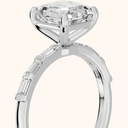 Bailey Baguette Asscher Diamond Engagement Ring in White Gold - slant-view.webp