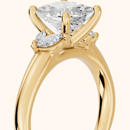 Napa Leaf Cluster Princess Diamond Engagement Ring in Yellow Gold - slant-view.webp