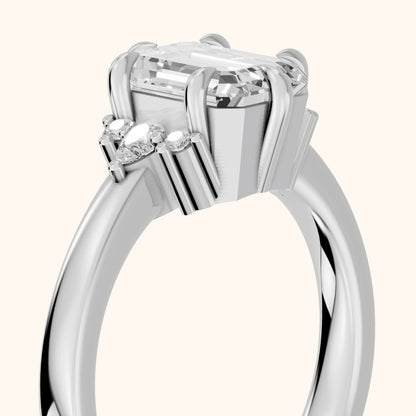 Josie Sidestone Emerald Diamond Engagement Ring in White Gold - slant-view.webp