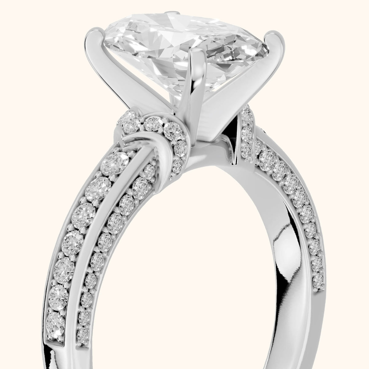 Anabelle Statement Pavé Oval Diamond Engagement Ring in Silver - slant-view.webp