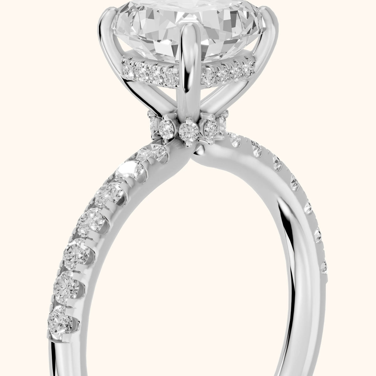 Nessa Hidden Halo Pavé Cushion Diamond Engagement Ring in Platinum - slant-view.webp