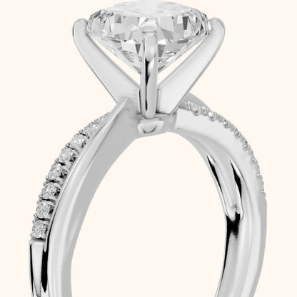 Alida Split Shank Pavé Cushion Diamond Engagement Ring in Silver - slant-view.webp