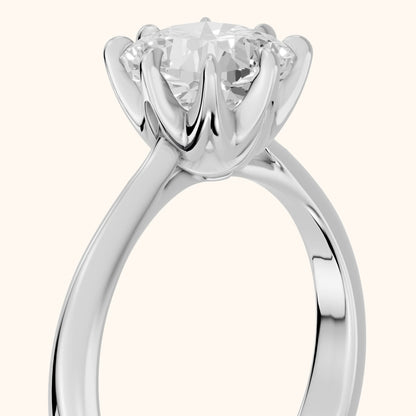 Evie Solitaire Six-Prong Cushion Diamond Engagement Ring in Silver - slant-view.webp