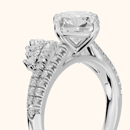 Annette Split Shank Pavé Cushion Diamond Engagement Ring in Silver - slant-view.webp