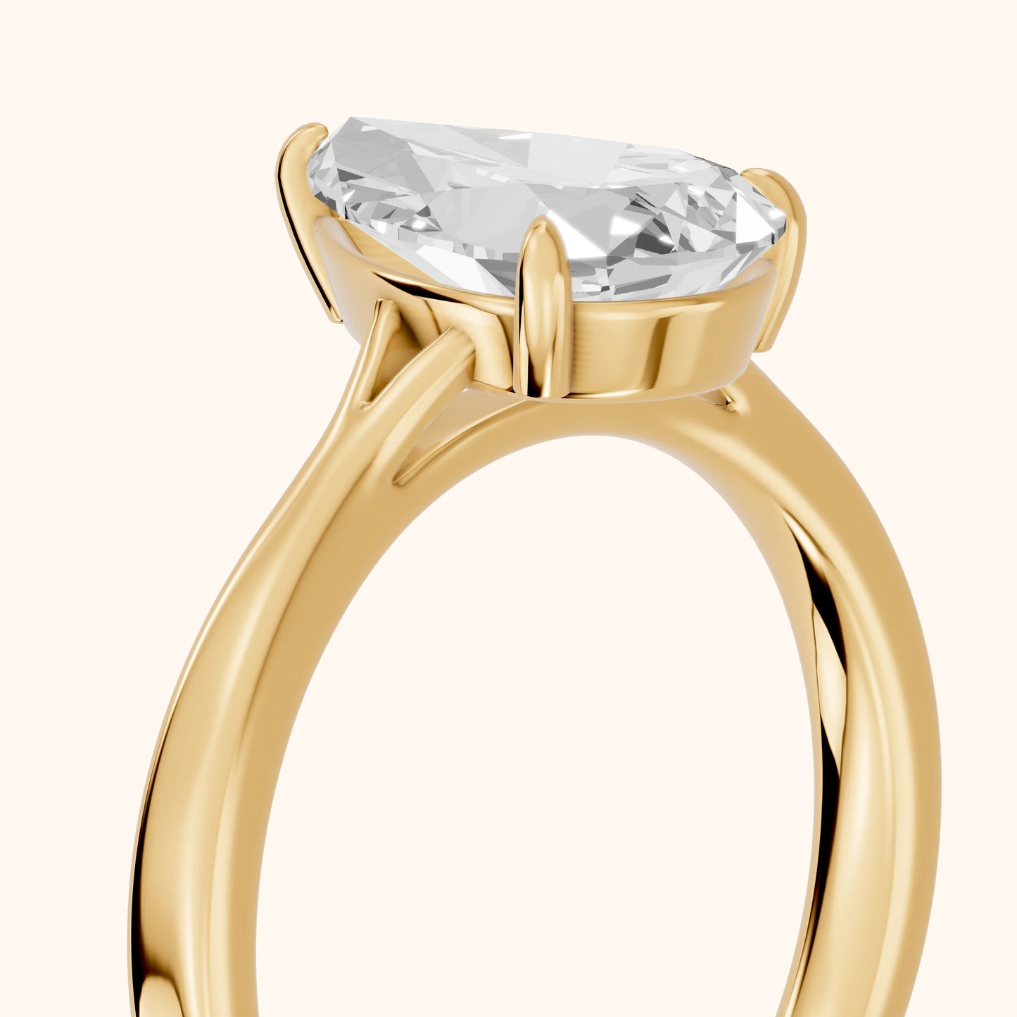 Anais Trellis Solitaire Pear Diamond Engagement Ring in Yellow Gold - slant-view.webp