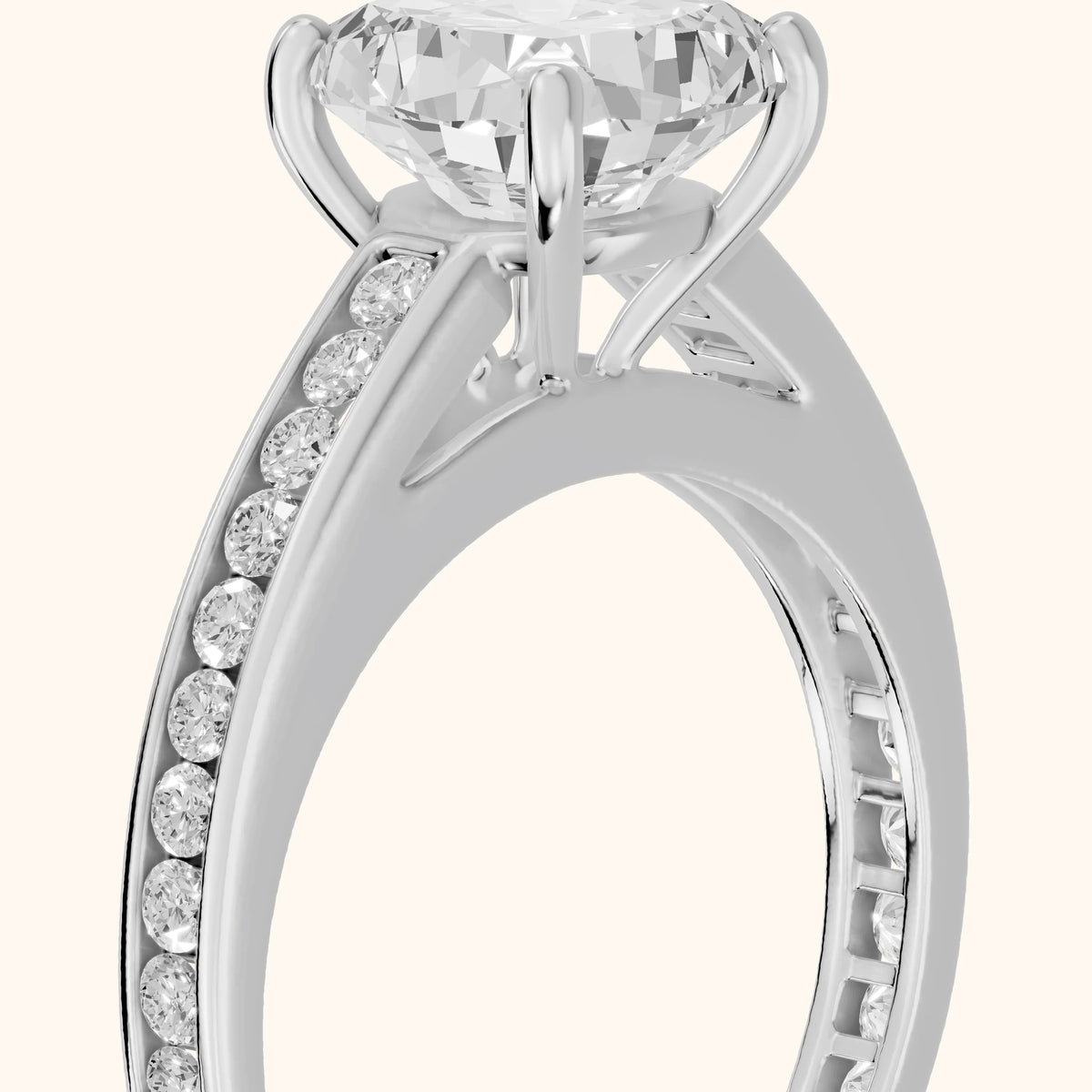 Dana Channel Set Cushion Diamond Engagement Ring in Silver - slant-view.webp