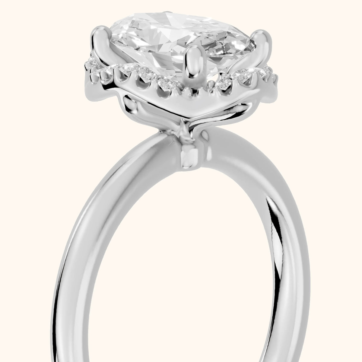 Elgin Halo Micropavé Oval Diamond Engagement Ring in Silver - slant-view.webp