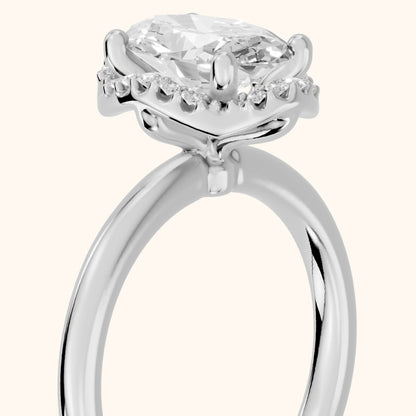 Elgin Halo Micropavé Oval Diamond Engagement Ring in Silver - slant-view.webp