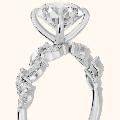 Mirella Laurel Round Diamond Engagement Ring in Silver - slant-view.webp