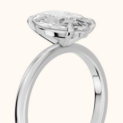 Lyla Petite Solitaire Oval Diamond Engagement Ring in Silver - slant-view.webp