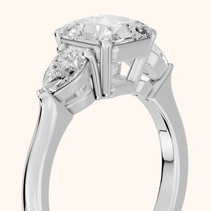 Mirabel Three-Stone Radiant Diamond Engagement Ring in Silver - slant-view.webp