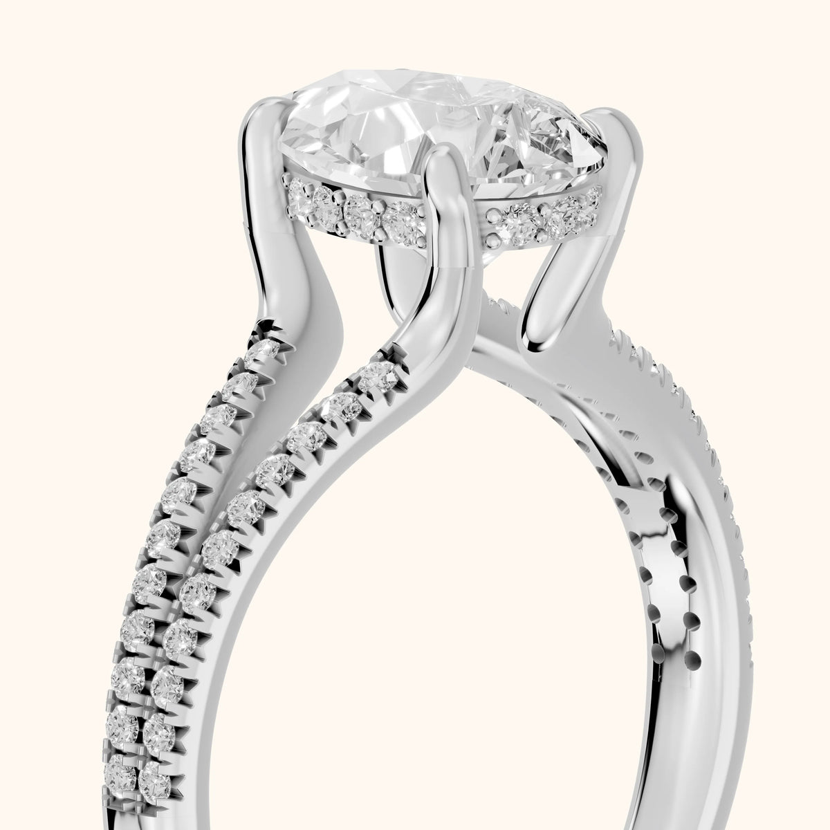 Eternal Embrace Solitaire Pear Diamond Engagement Ring in White Gold - slant-view.webp