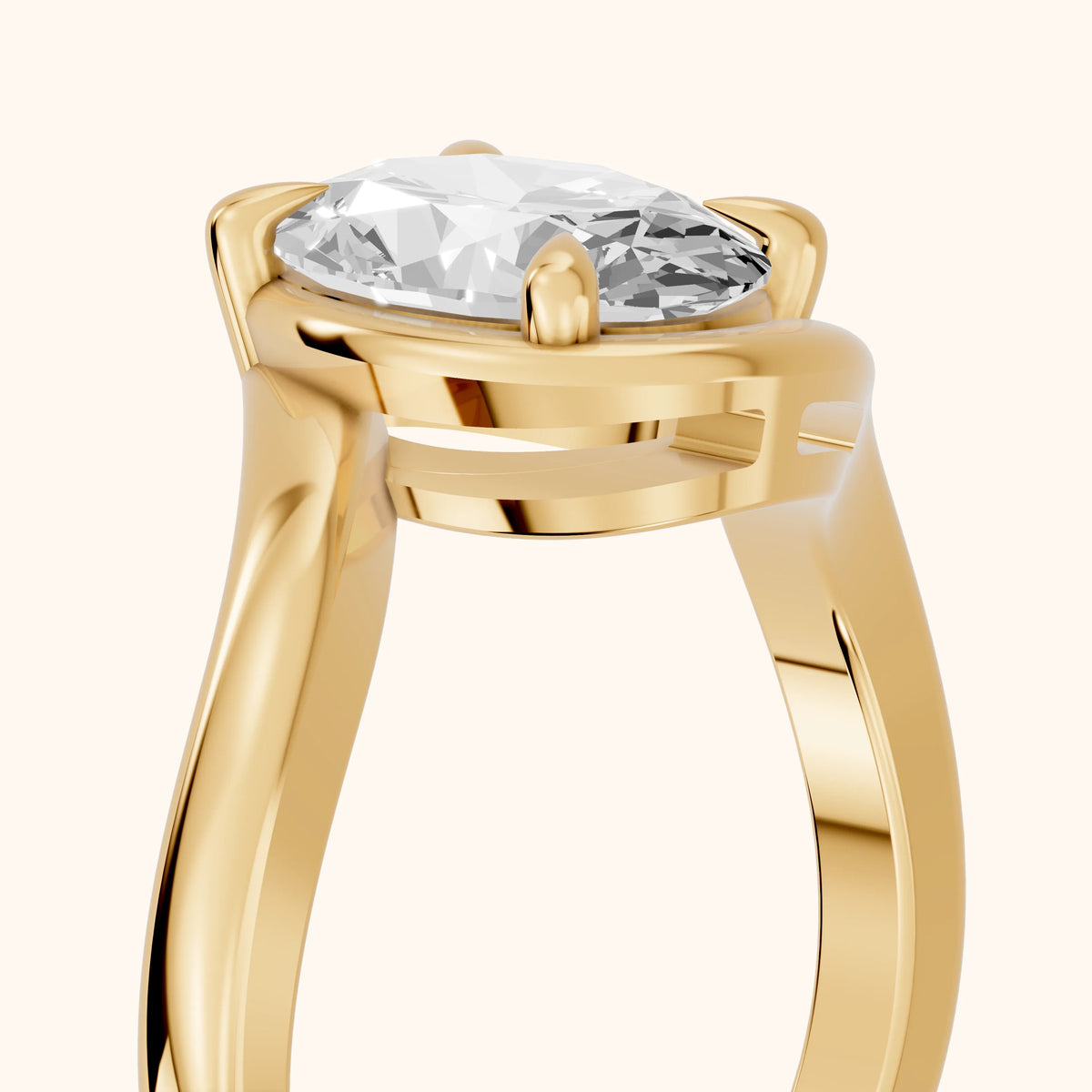 Margaux Bypass Solitaire Oval Diamond Engagement Ring in Yellow Gold - slant-view.webp