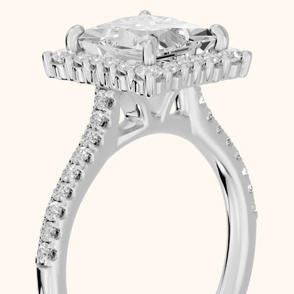 Ocala Halo Pavé Princess Diamond Engagement Ring in Silver - slant-view.webp