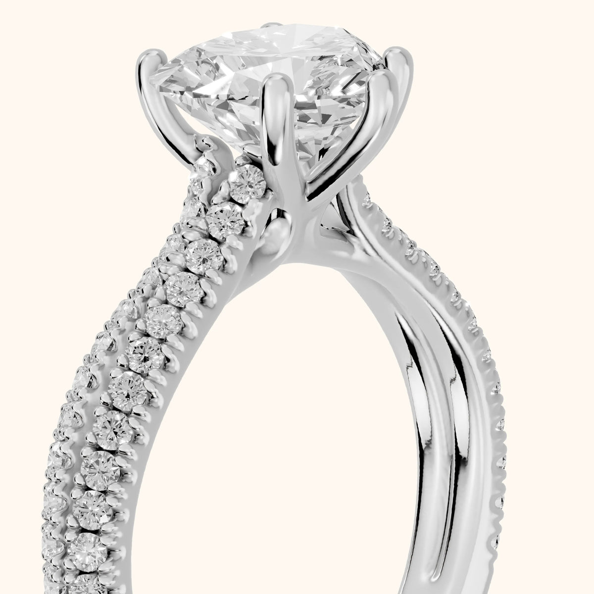 Ottilie Split Shank Pavé Heart Diamond Engagement Ring in Platinum - slant-view.webp