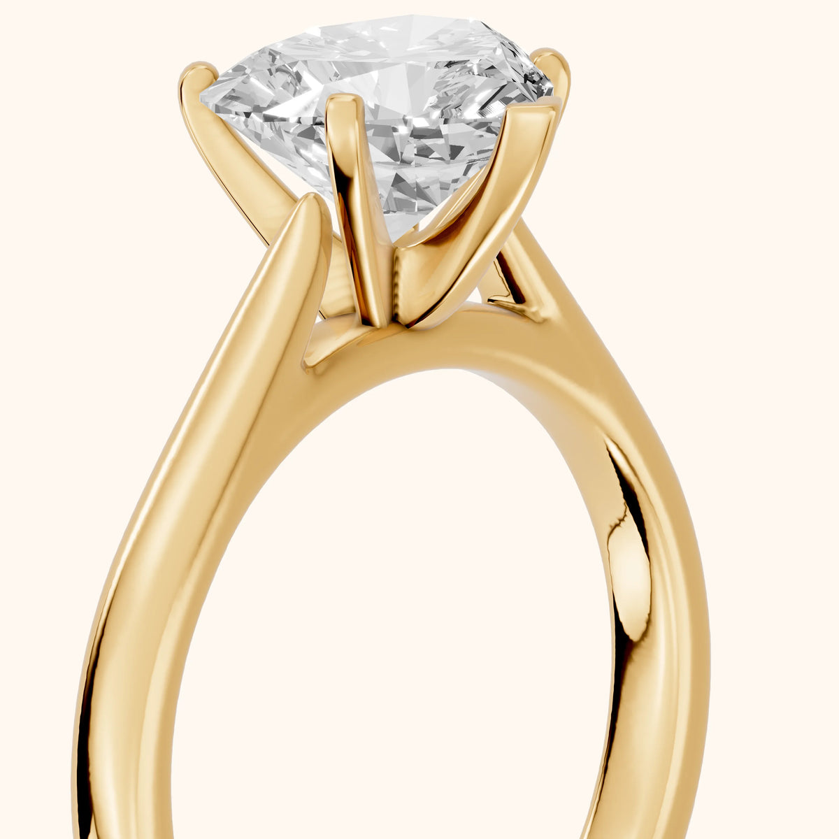 Enid Solitaire Cathedral Heart Diamond Engagement Ring in Yellow Gold - slant-view.webp