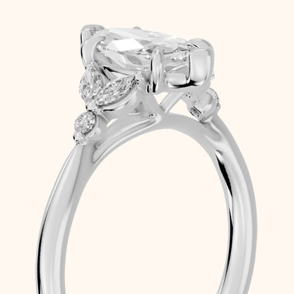 Rilla Floral Cluster Marquise Diamond Engagement Ring in Platinum - slant-view.webp
