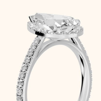 Willa Halo Micropavé Pear Diamond Engagement Ring in Silver - slant-view.webp