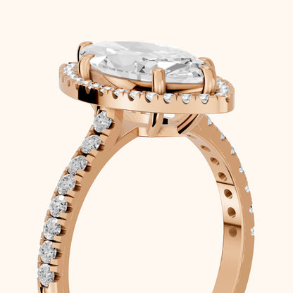 Mabel Halo French Pavé Marquise Diamond Engagement Ring in Rose Gold - slant-view.webp