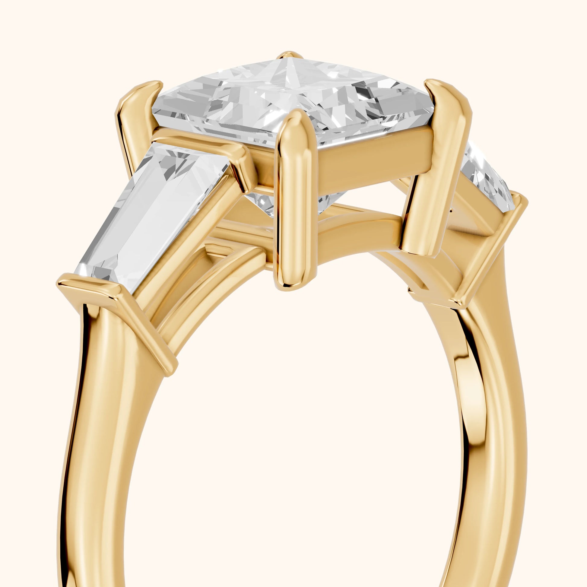 Layla Tapered Baguette Princess Diamond Ring in Yellow Gold - slant-view.webp