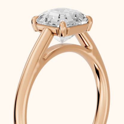 Sadie Cathedral Solitaire Asscher Diamond Ring in Rose Gold - slant-view.webp