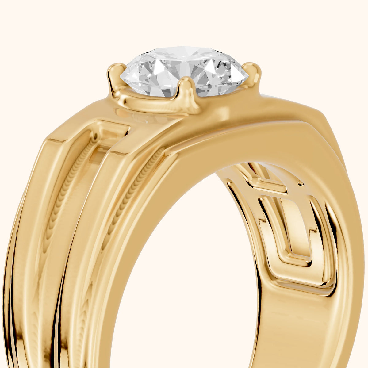 Greer Step Edge Solitaire Round Diamond Engagement Ring in Yellow Gold - slant-view.webp