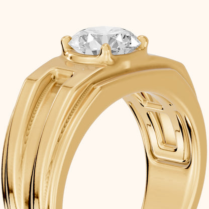 Greer Step Edge Solitaire Round Diamond Engagement Ring in Yellow Gold - slant-view.webp