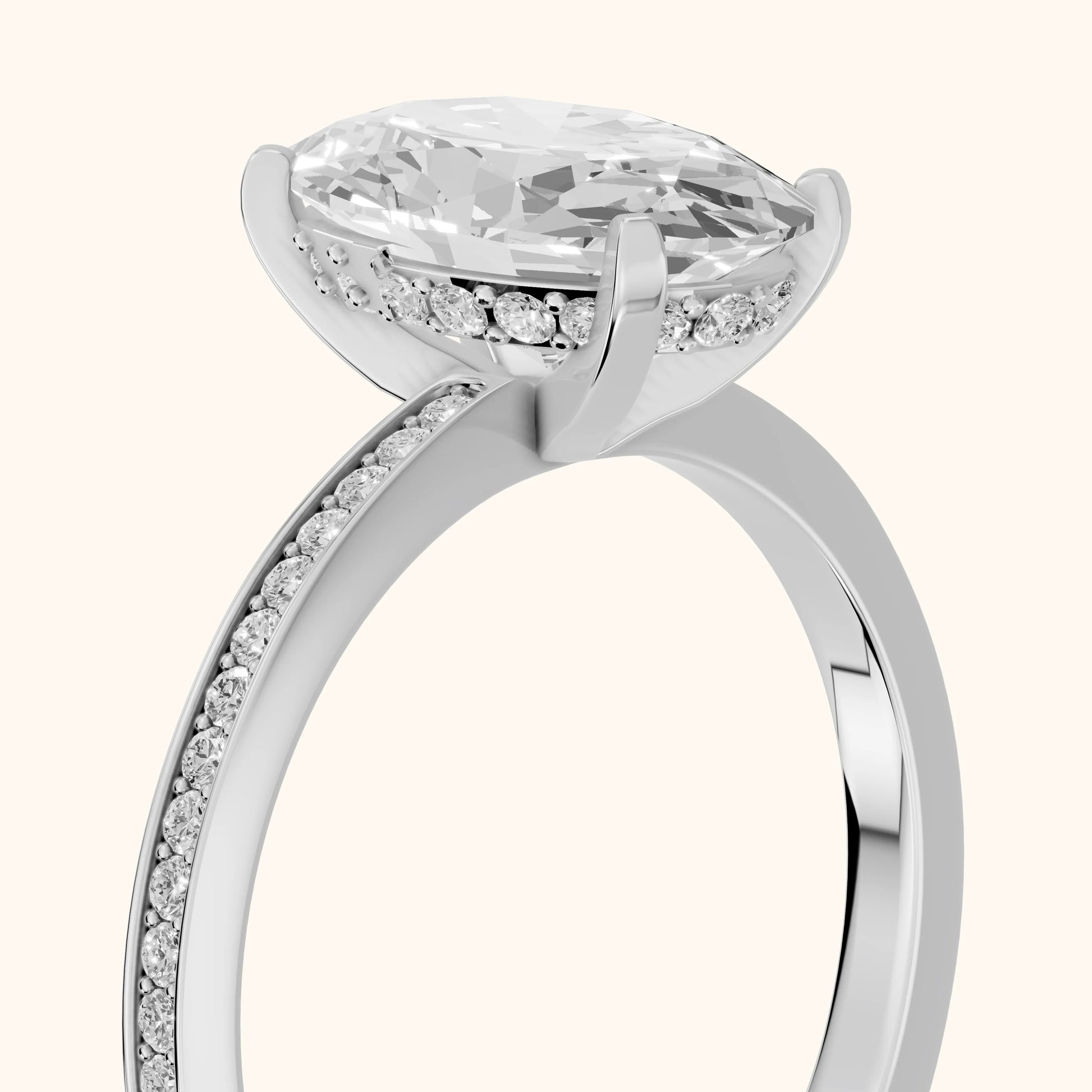 Naia Hidden Halo Oval Diamond Ring in White Gold - slant-view.webp