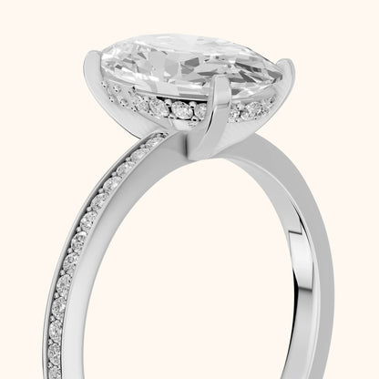 Naia Hidden Halo Oval Diamond Ring in White Gold - slant-view.webp