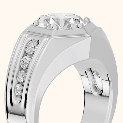 Cody Statement Channel Set Round Diamond Engagement Ring in White Gold - slant-view.webp