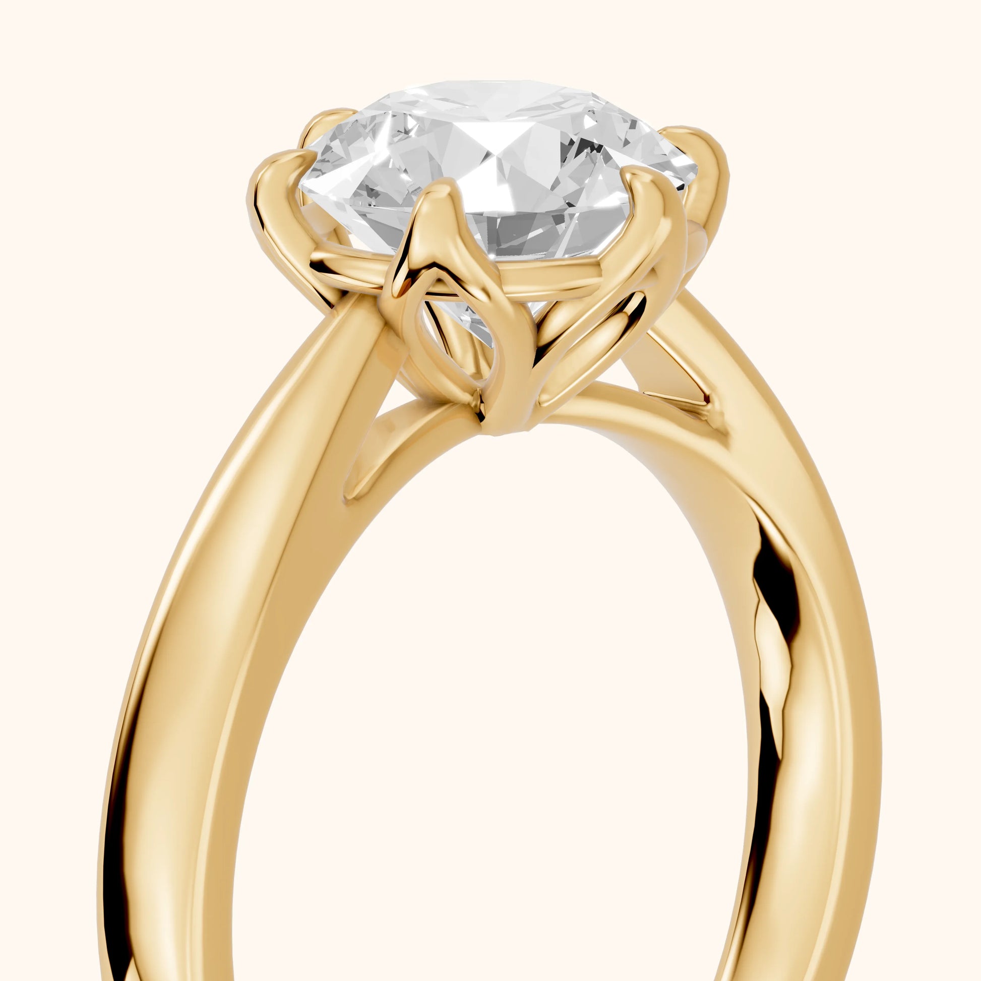 Lucia Solitaire Six-Prong Round Diamond Engagement Ring in Yellow Gold - slant-view.webp