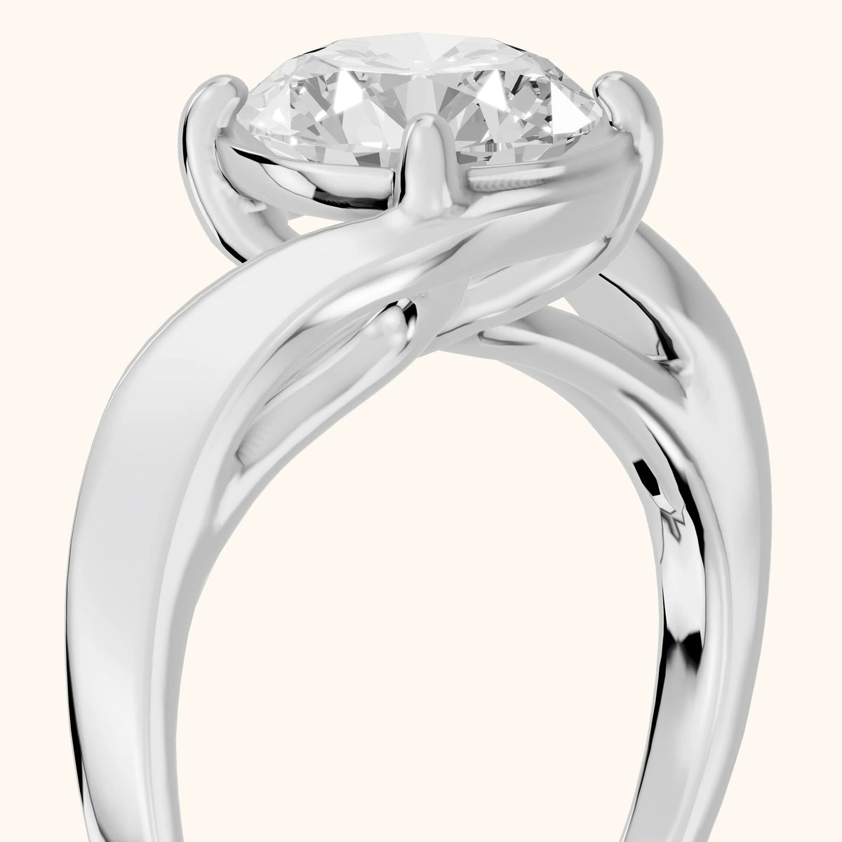 Ellie Bypass Solitaire Round Diamond Engagement Ring in Platinum - slant-view.webp