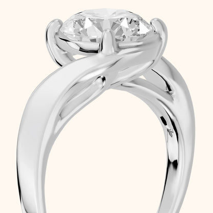 Ellie Bypass Solitaire Round Diamond Engagement Ring in Platinum - slant-view.webp