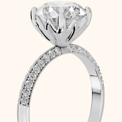 Jasmine Knife Edge Pavé Round Diamond Engagement Ring in Silver - slant-view.webp
