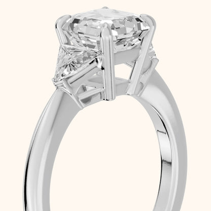 Clemency Three-Stone Cathedral Asscher Diamond Engagement Ring in Silver - slant-view.webp