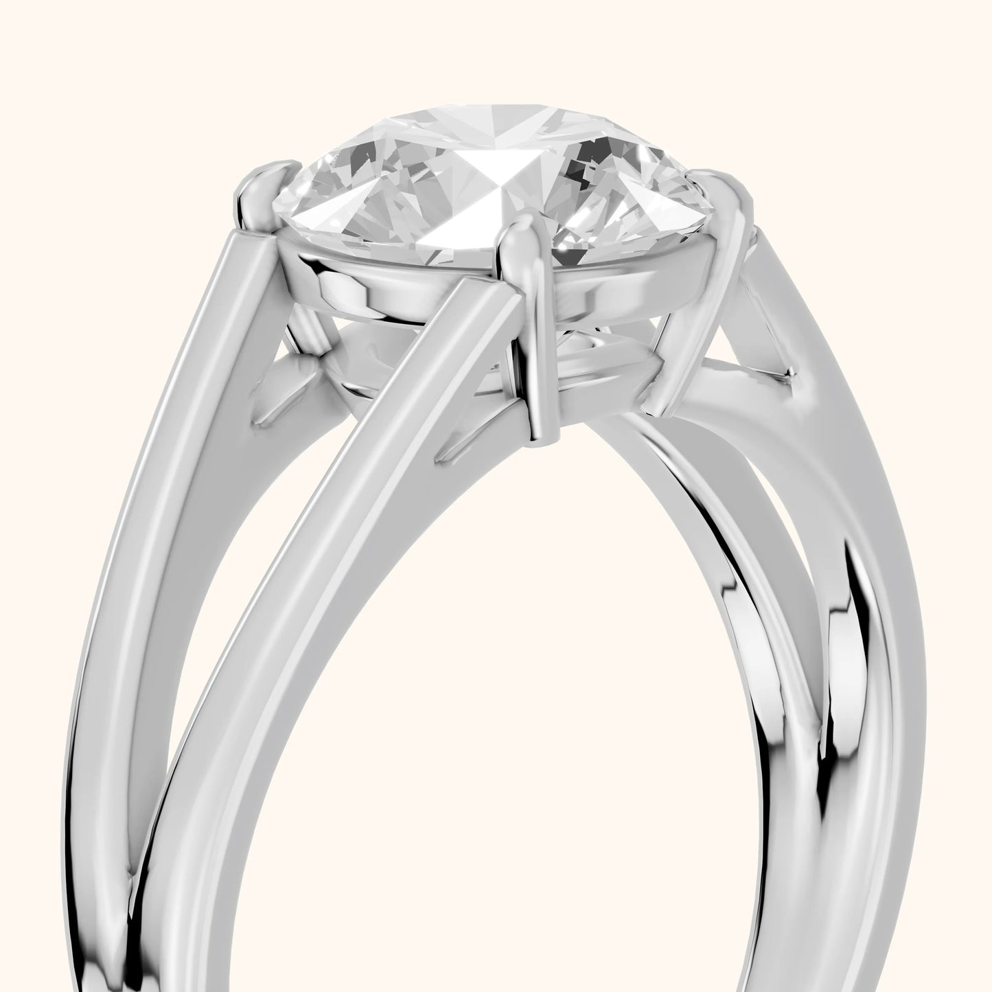 Giselle Solitaire Split Shank Round Diamond Engagement Ring in White Gold - slant-view.webp