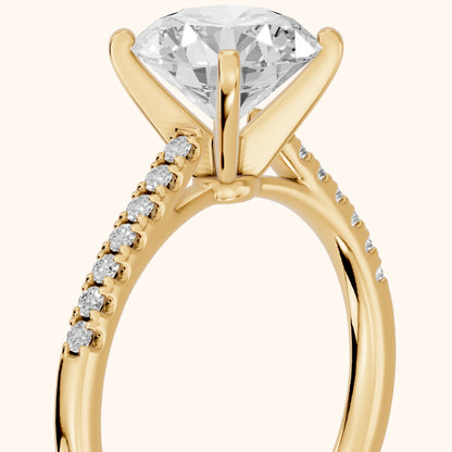Salem Pavé Round Diamond Engagement Ring in Yellow Gold - slant-view.webp