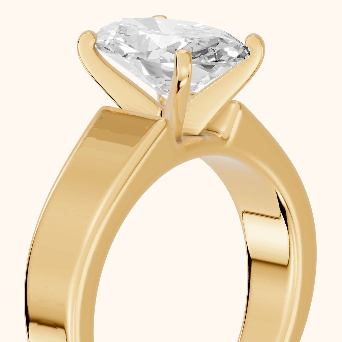 Susannah Wide Band Solitaire Oval Diamond Engagement Ring in Yellow Gold - slant-view.webp