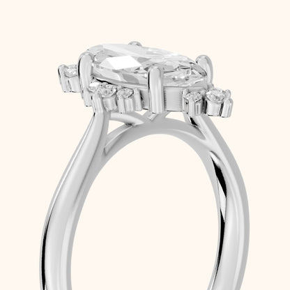 Linden Starburst Cluster Marquise Diamond Engagement Ring in Platinum - slant-view.webp